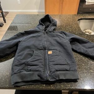 Boys size large 14/16 Carhartt black zip up hooded jacket.